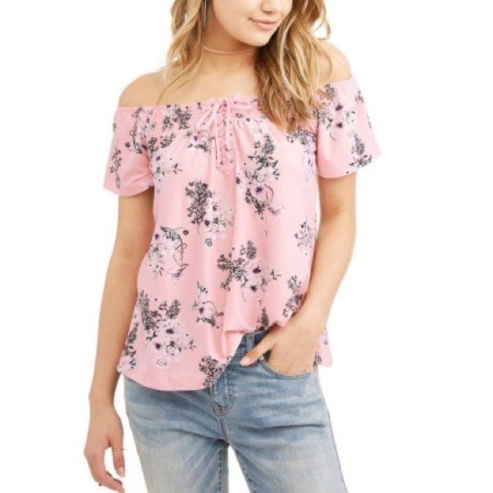 Pink Floral Off the shoulder Tee Blouse